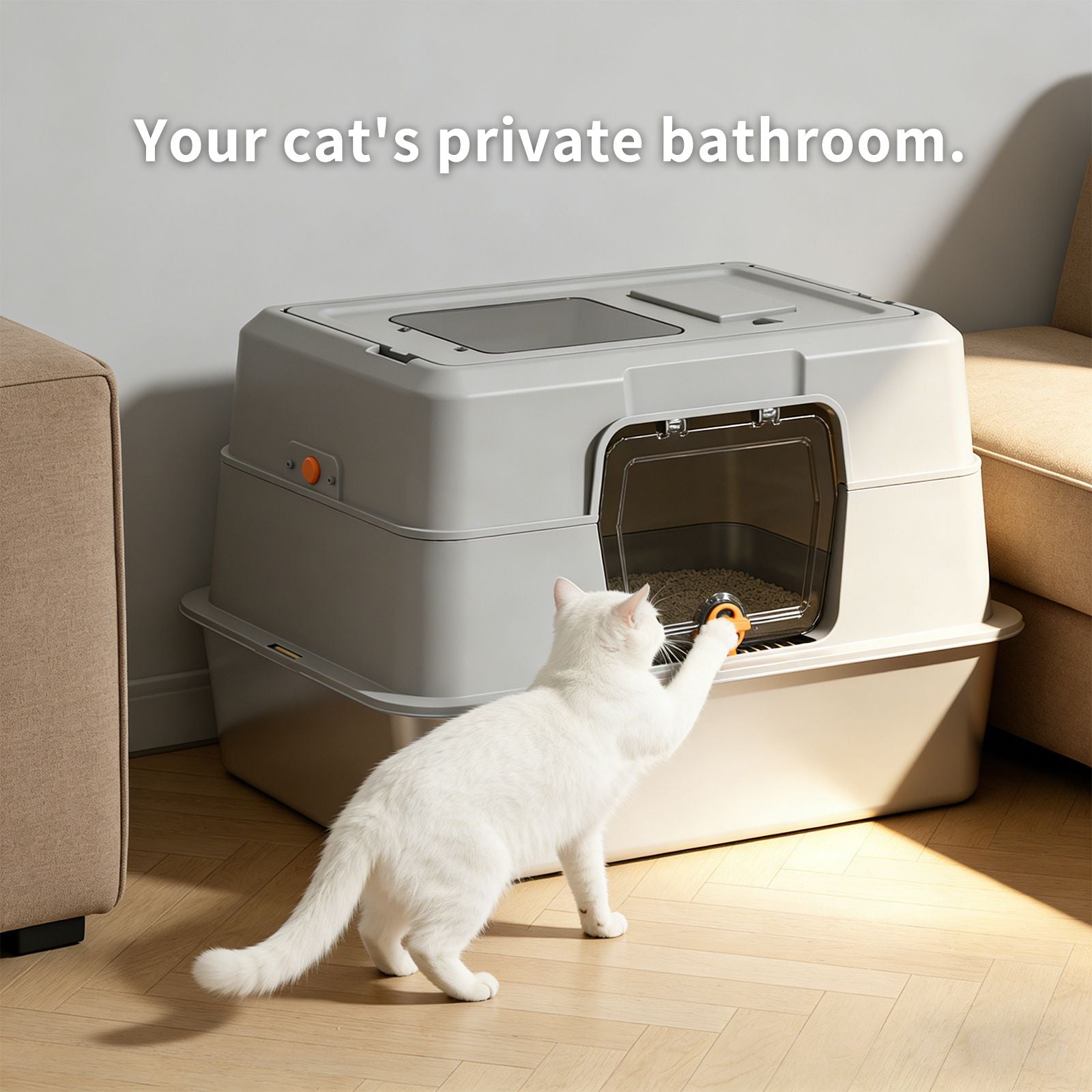 Thick Stainless Steel Fully Enclosed Black Cat Toilet, Sturdy, Bite