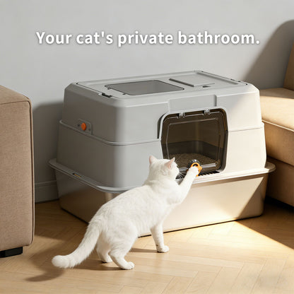 Thick Stainless Steel Fully Enclosed Black Cat Toilet, Sturdy, Bite