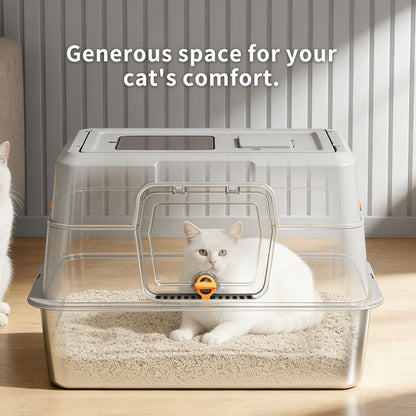 Thick Stainless Steel Fully Enclosed Black Cat Toilet, Sturdy, Bite