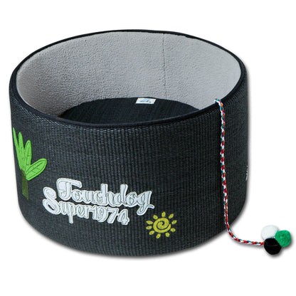 Touchcat Rounded Scratching Cat Bed with Teaser Toy