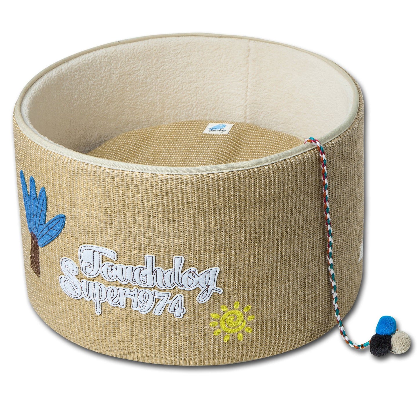 Touchcat Rounded Scratching Cat Bed with Teaser Toy