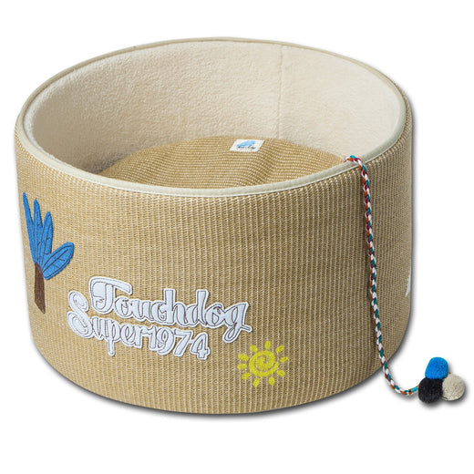 Touchcat Rounded Scratching Cat Bed with Teaser Toy