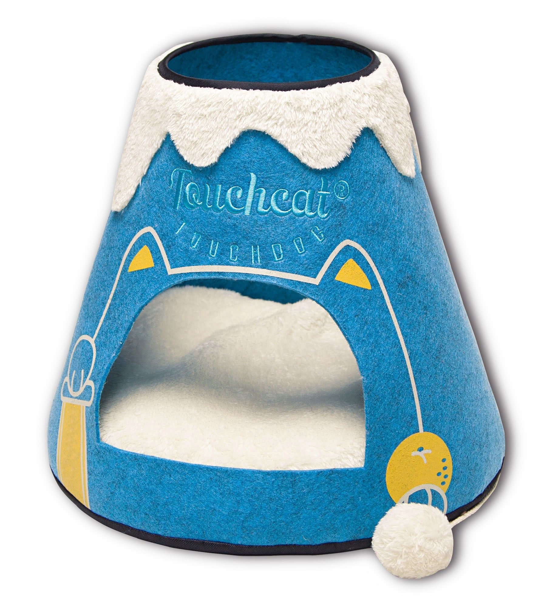 Touchcat Molten Lava Designer Triangular Cat Pet Kitty Bed House with Toy