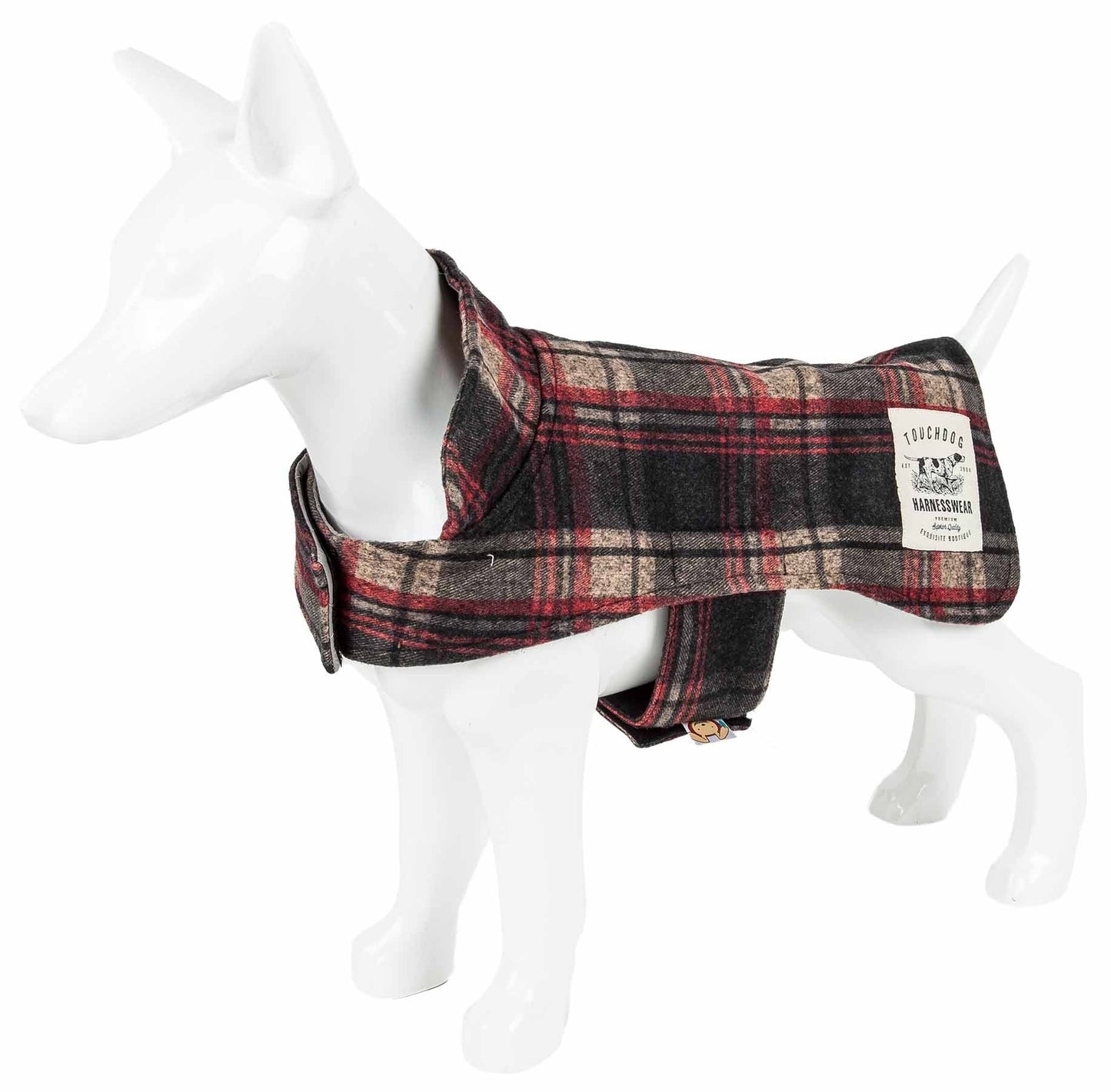 Touchdog 2-in-1 Tartan Plaided Dog Jacket with Matching Reversible Dog Mat
