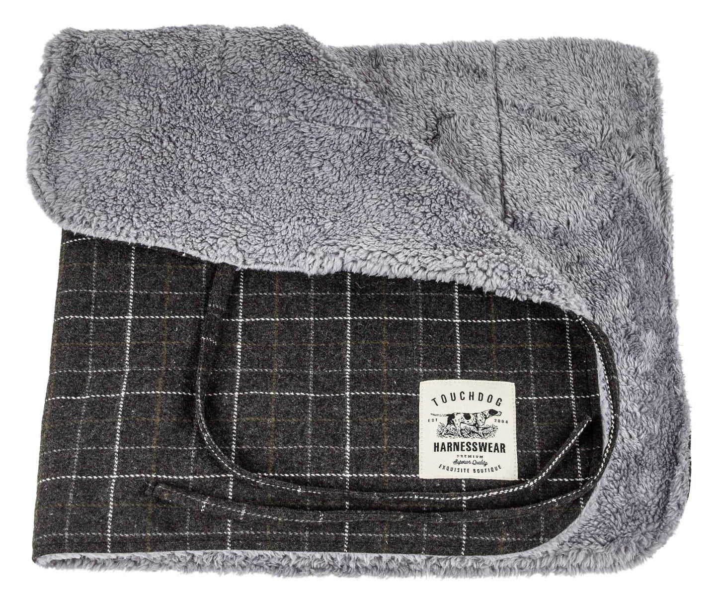 Touchdog 2-in-1 Windowpane Plaided Dog Jacket with Matching Reversible Dog