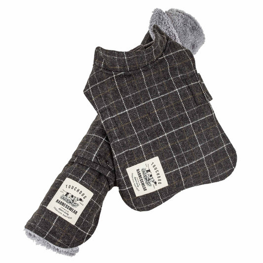 Touchdog 2-in-1 Windowpane Plaided Dog Jacket with Matching Reversible Dog