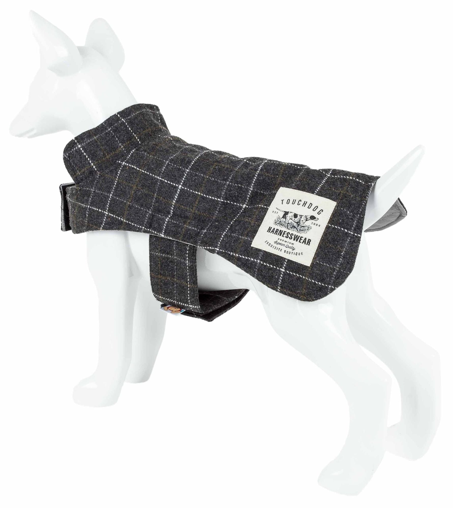 Touchdog 2-in-1 Windowpane Plaided Dog Jacket with Matching Reversible Dog