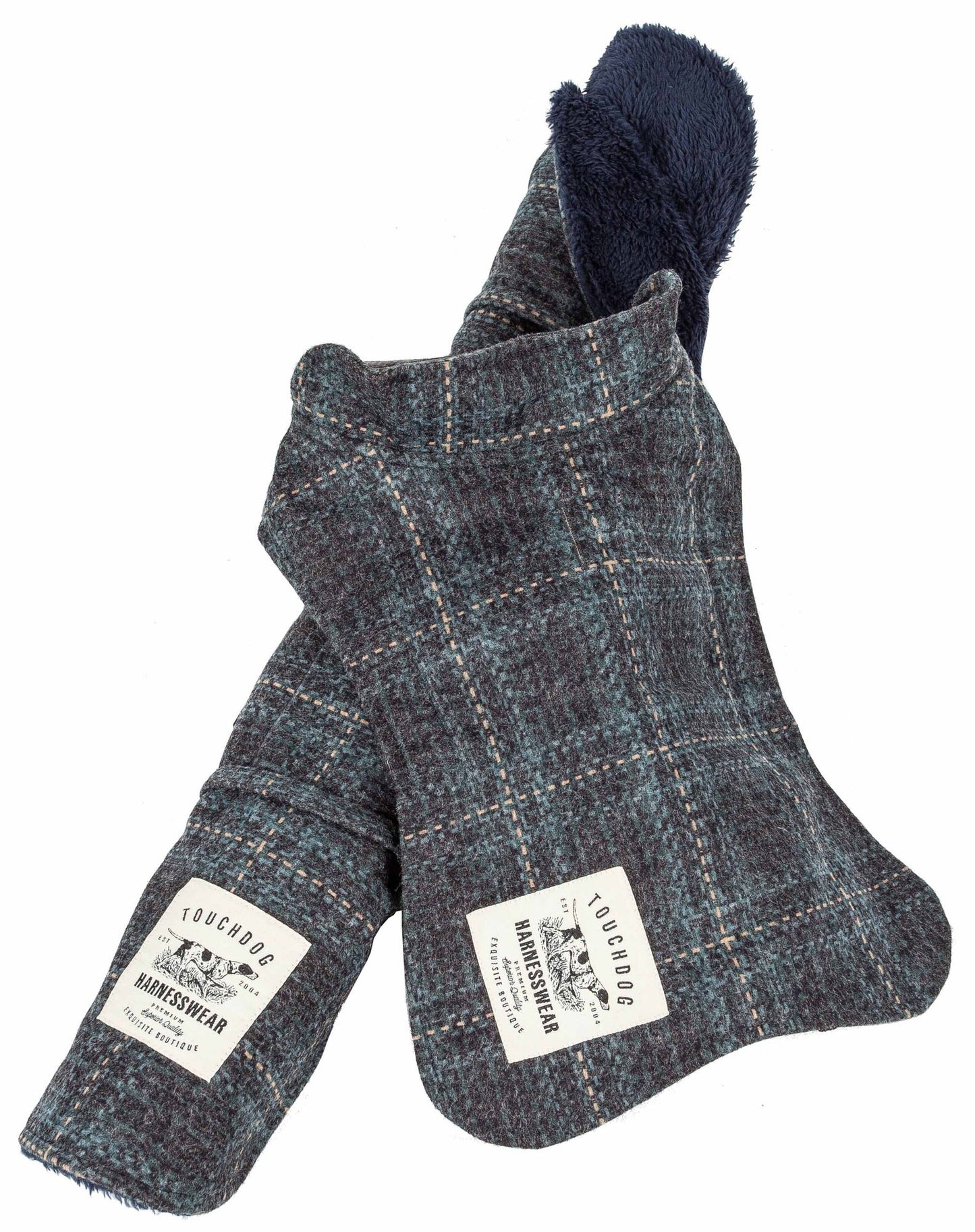 Touchdog 2-in-1 Windowpane Plaided Dog Jacket with Matching Reversible Dog