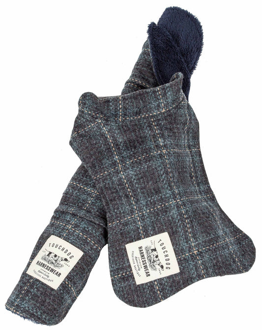Touchdog 2-in-1 Windowpane Plaided Dog Jacket with Matching Reversible Dog
