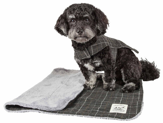 Touchdog 2-in-1 Windowpane Plaided Dog Jacket with Matching Reversible Dog