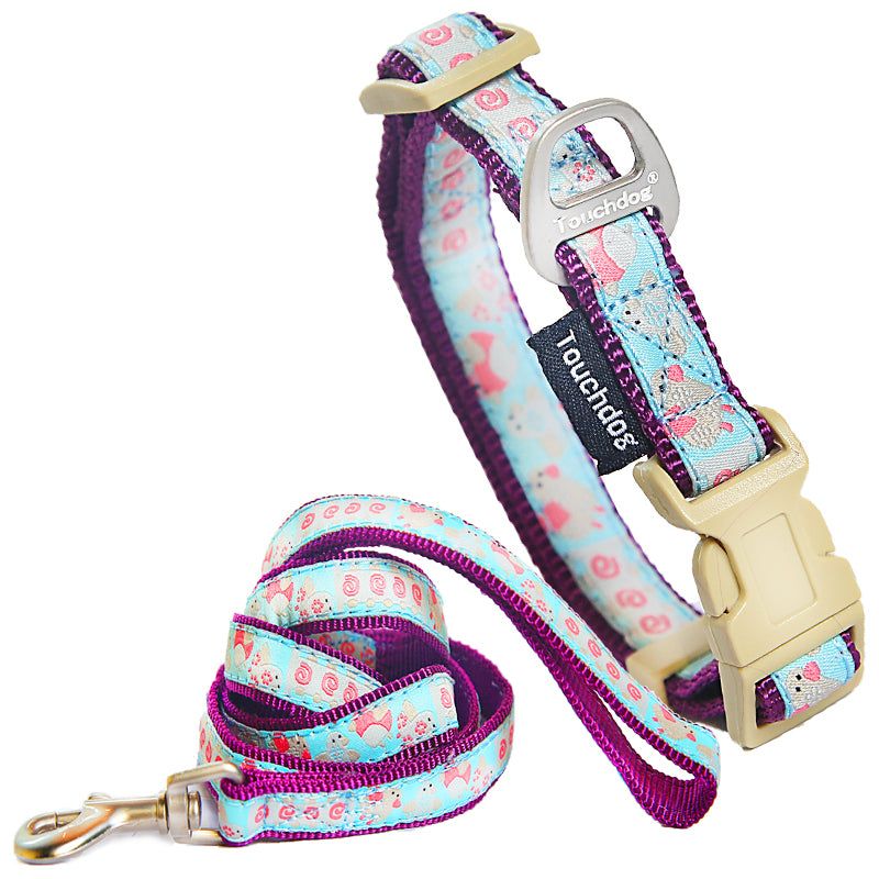 Touchdog Tough Stitched Embroidered Collar and Leash