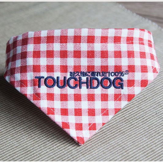 Touchdog Plaid Patterned Fashionable Velcro Bandana