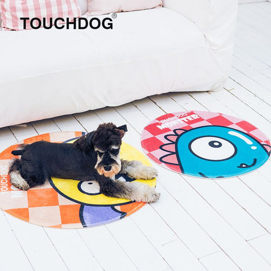 Touchdog Cartoon Shoe-Faced Monster Rounded Cat and Dog Mat