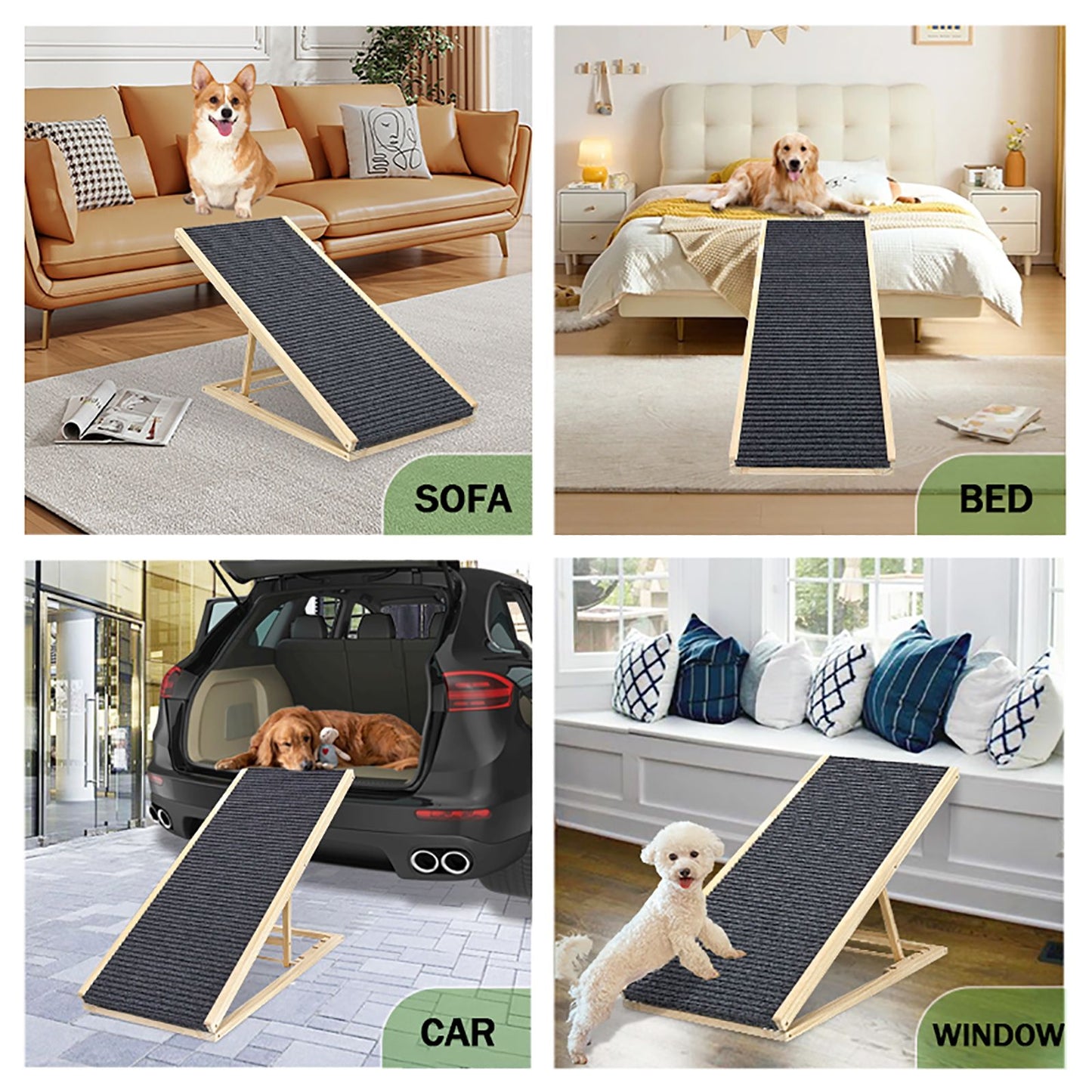 UPGRADED) Dog Ramp for Bed, Extra Wide Excellent Traction, Pet Ramp