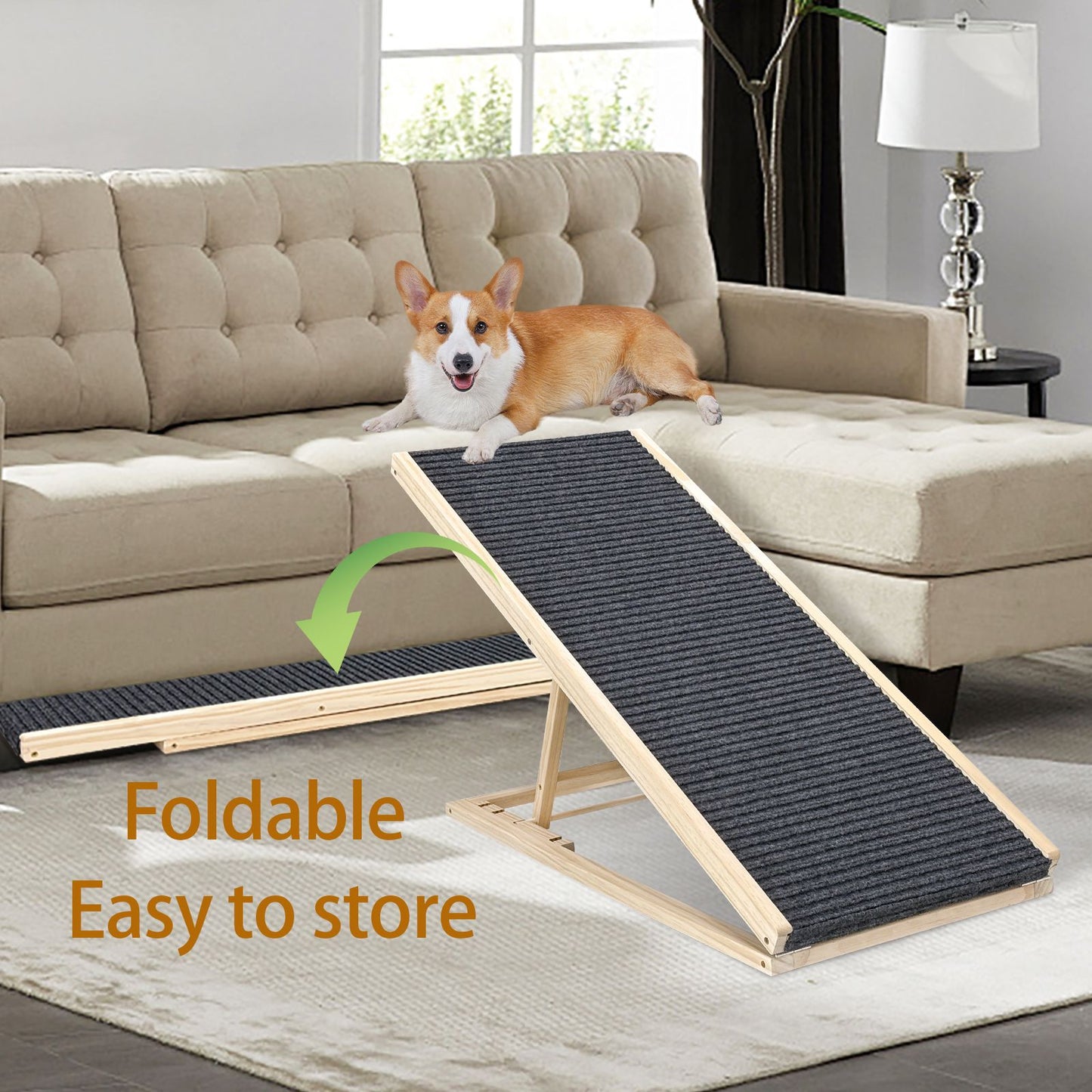 UPGRADED) Dog Ramp for Bed, Extra Wide Excellent Traction, Pet Ramp