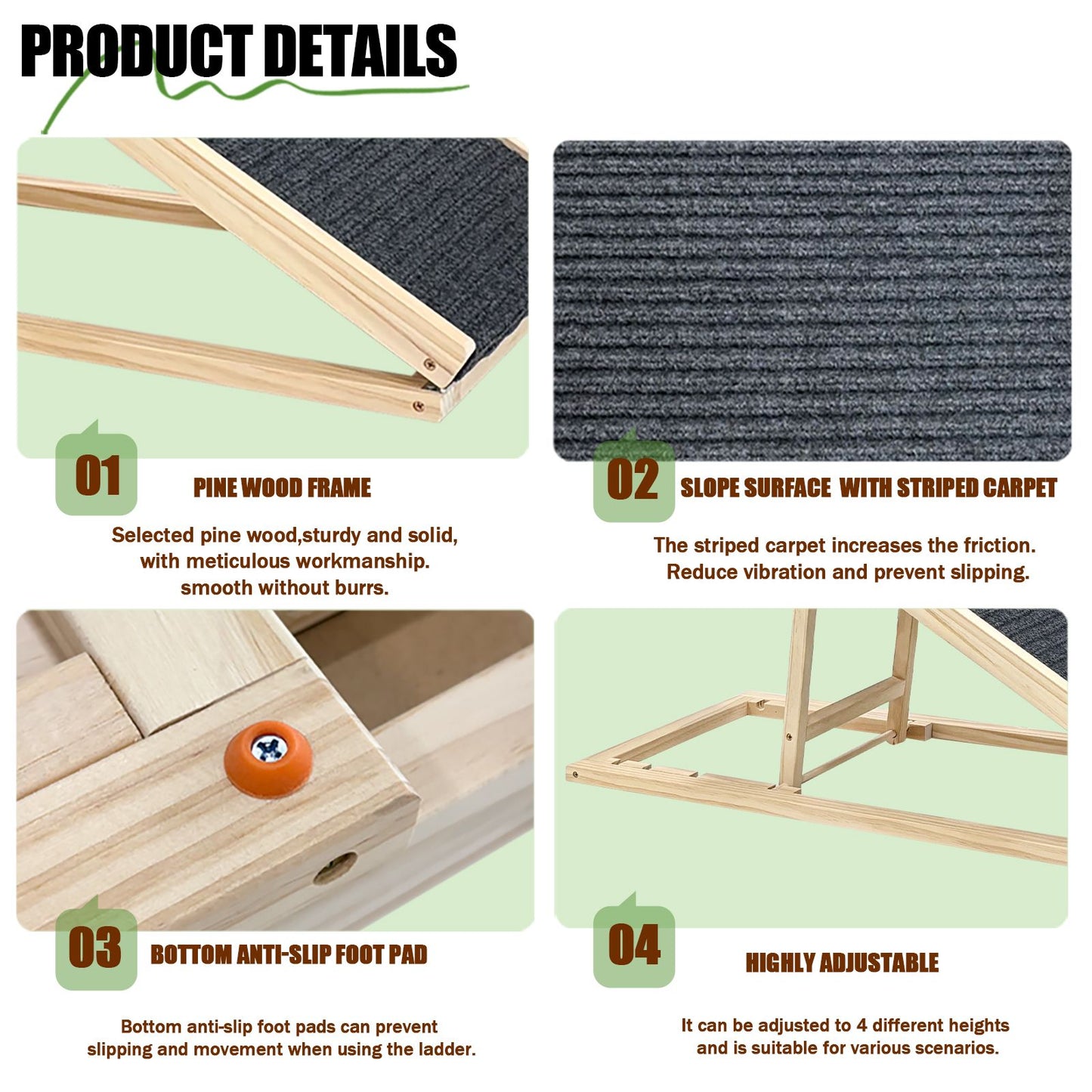 UPGRADED) Dog Ramp for Bed, Extra Wide Excellent Traction, Pet Ramp