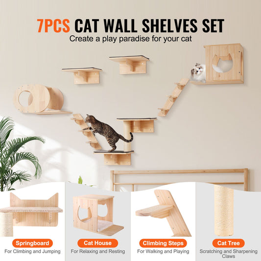 Wall Mounted Cat Shelves, Cat Wall Shelves and Perches with Jumping