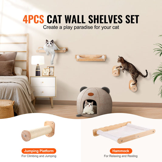 Wall Mounted Cat Shelves, Cat Wall Shelves and Perches with Jumping