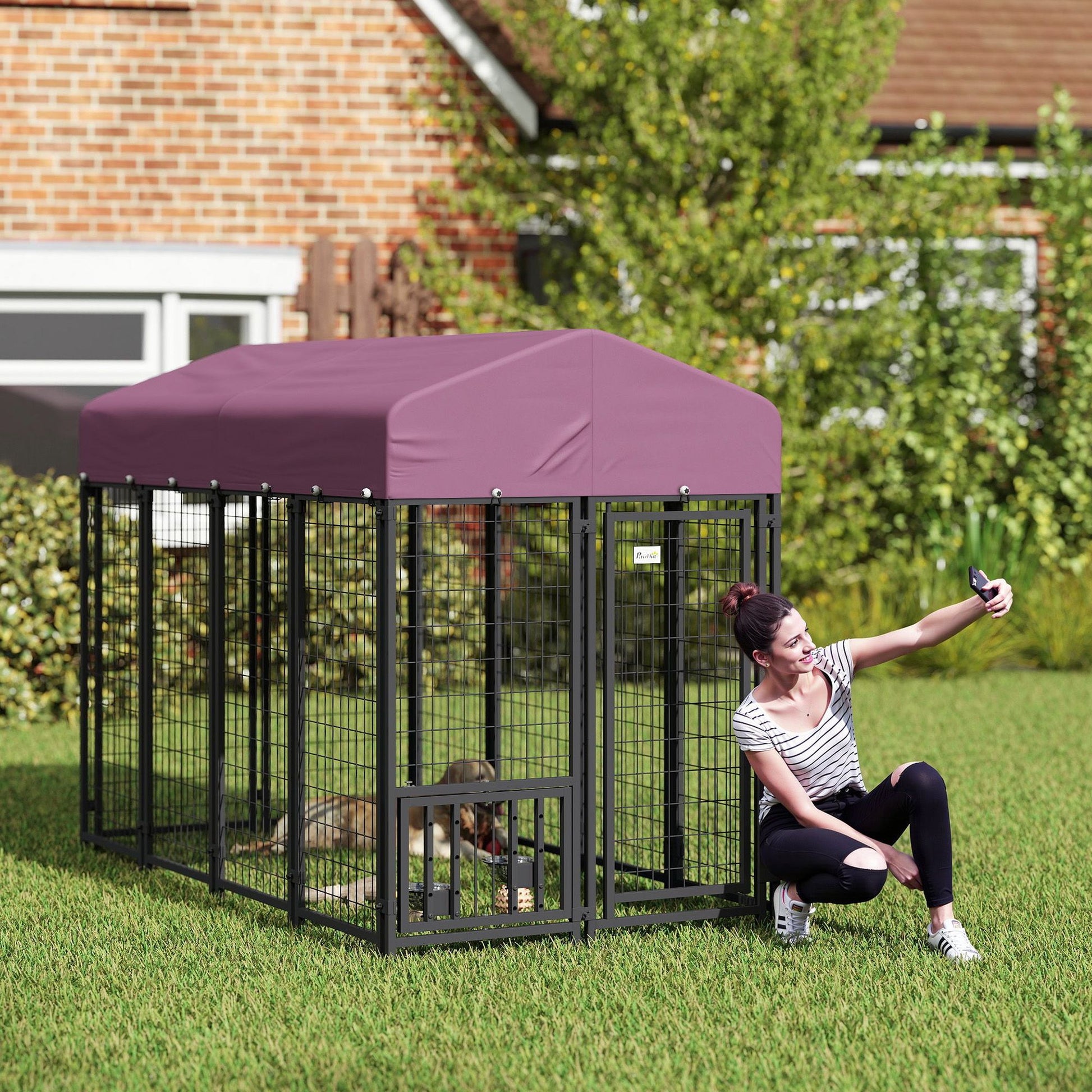 Welded Wire Outdoor Dog Kennel with 360° Rotating & 4 Levels