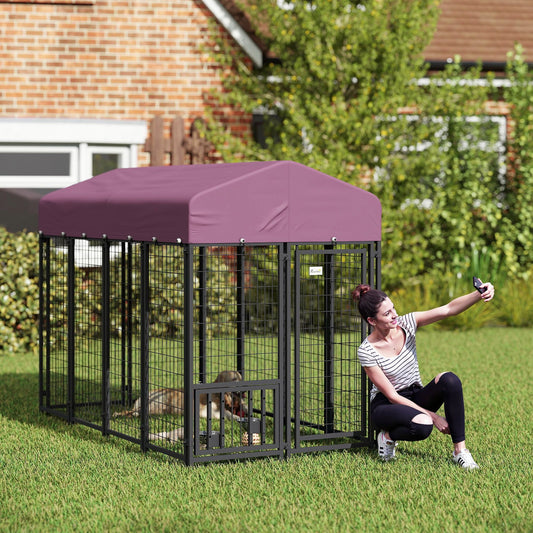 Welded Wire Outdoor Dog Kennel with 360° Rotating & 4 Levels