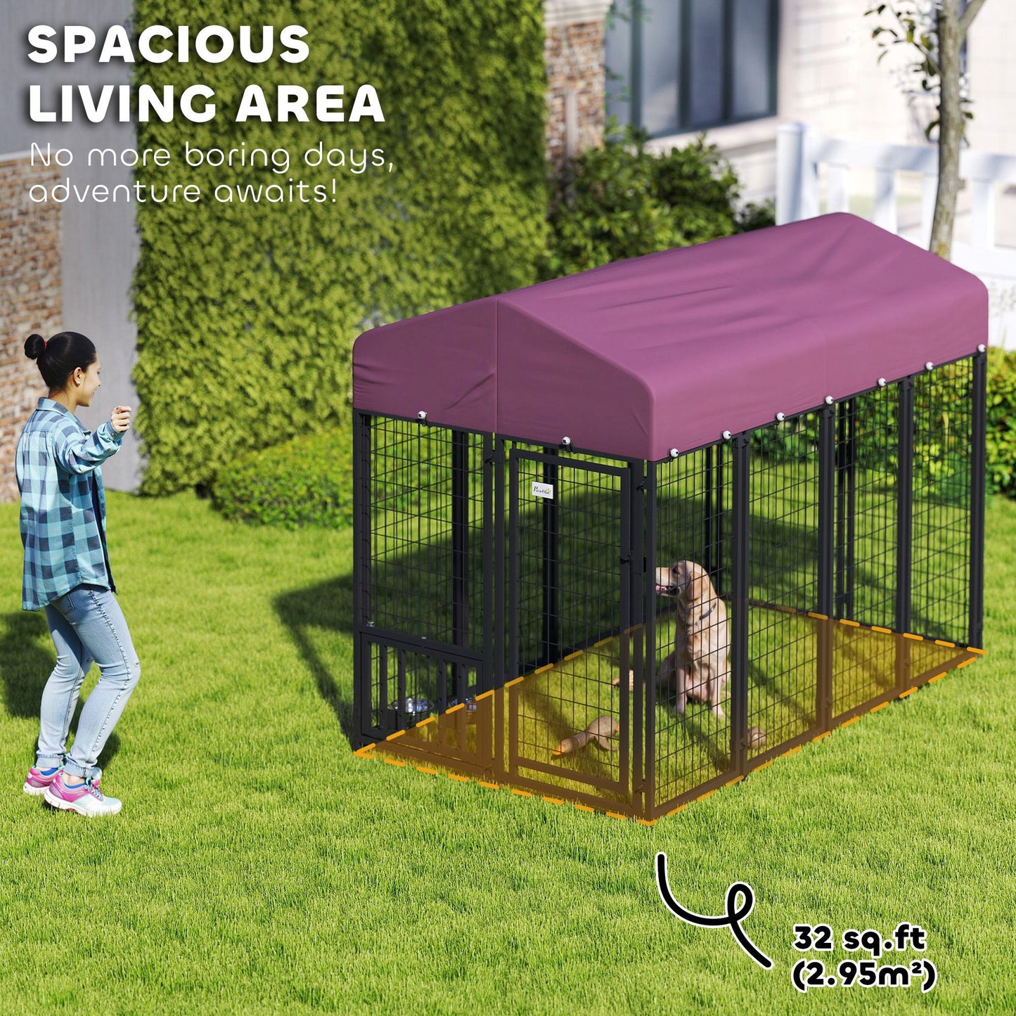 Welded Wire Outdoor Dog Kennel with 360° Rotating & 4 Levels