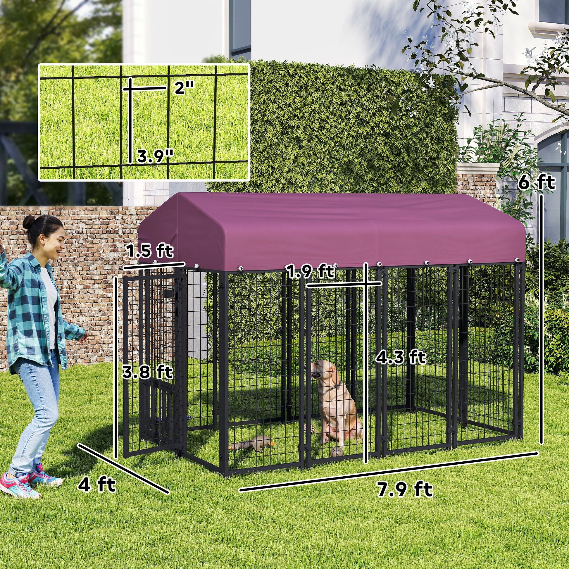 Welded Wire Outdoor Dog Kennel with 360° Rotating & 4 Levels