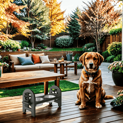 White Adjustable Pet Bowl Travel Ready HDPE Durable Poly Lumber