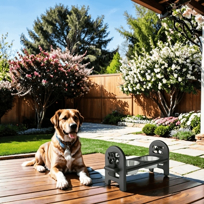 White Adjustable Pet Bowl Travel Ready HDPE Durable Poly Lumber