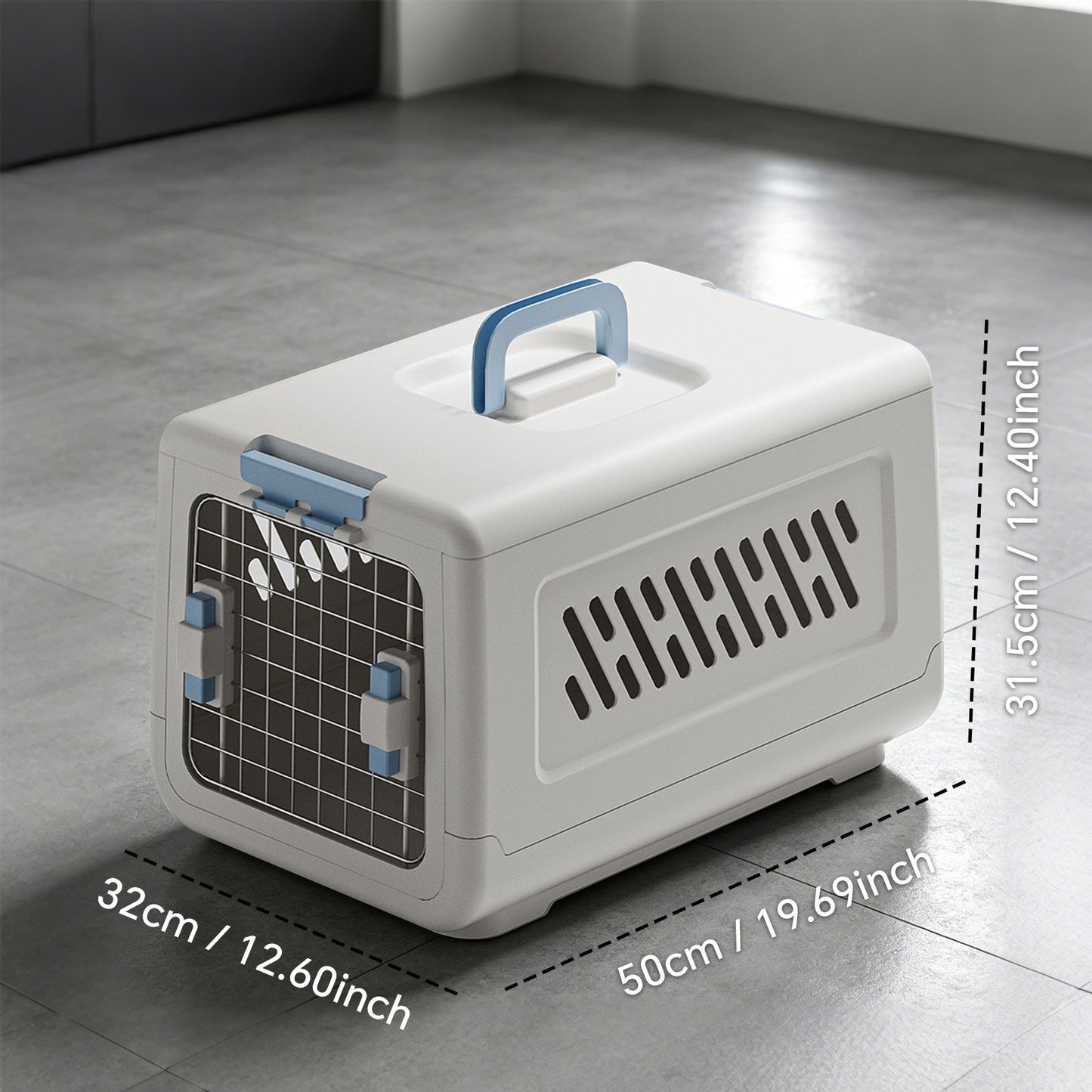 White Aviation Enclosed Cat Litter Box with Handle, Spacious Anti