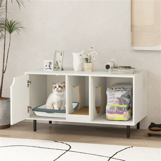 White Cat Litter Box Enclosure