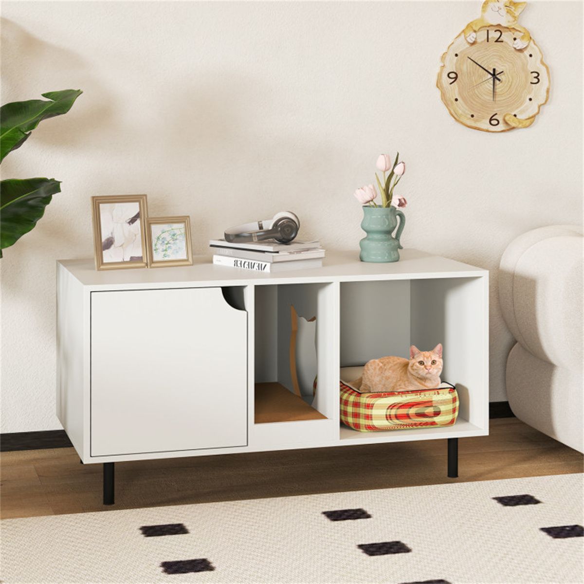 White Cat Litter Box Enclosure