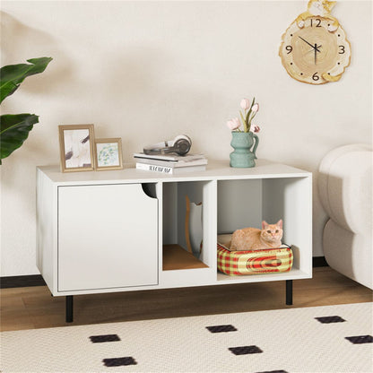 White Cat Litter Box Enclosure