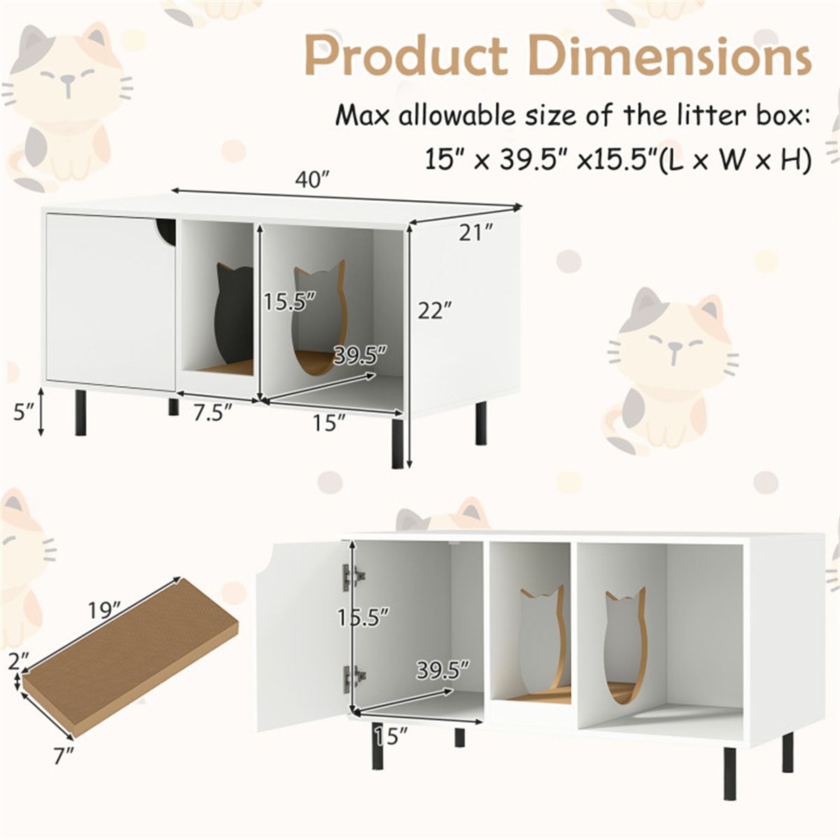 White Cat Litter Box Enclosure
