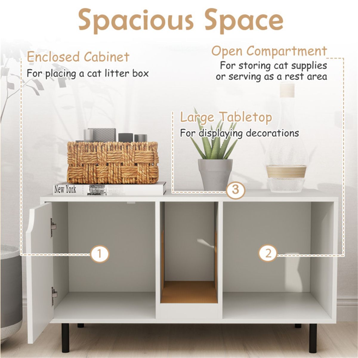 White Cat Litter Box Enclosure
