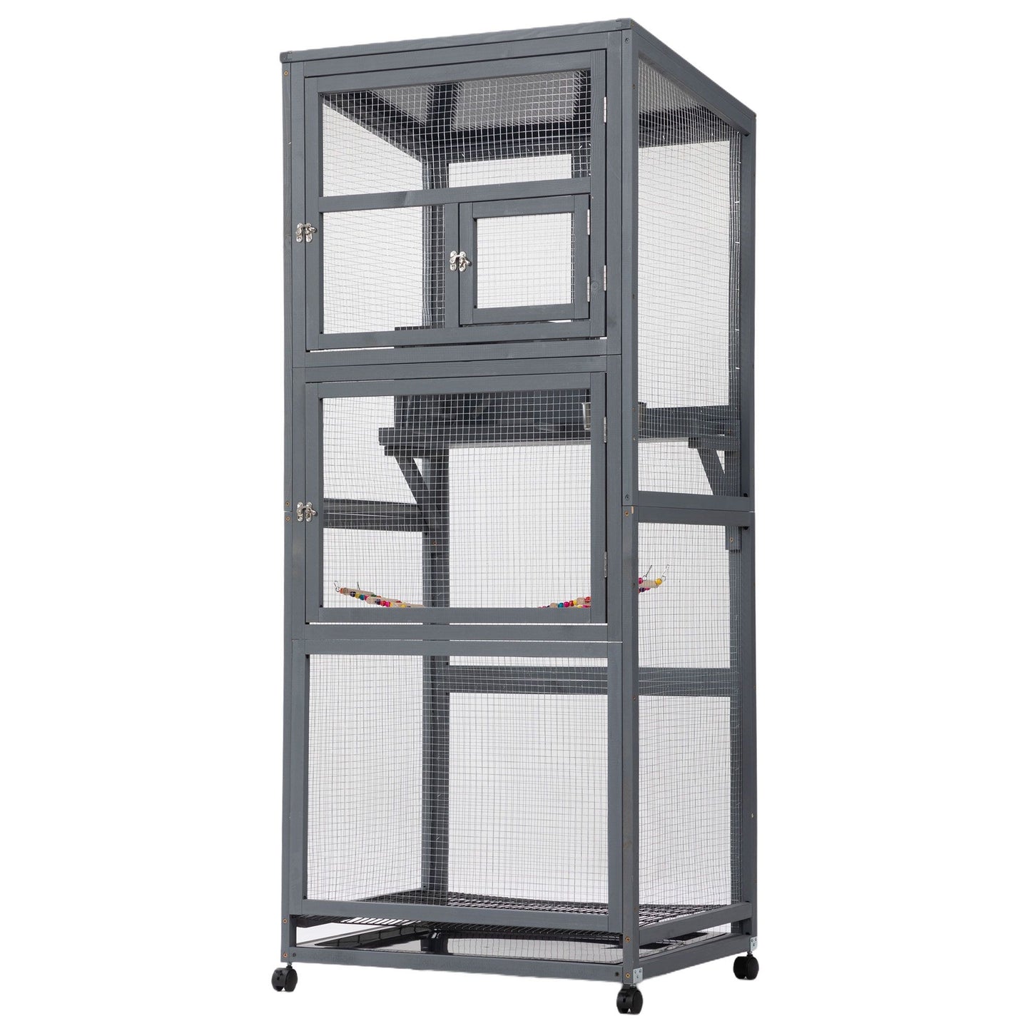 Wood Bird Cage with Universal Wheels