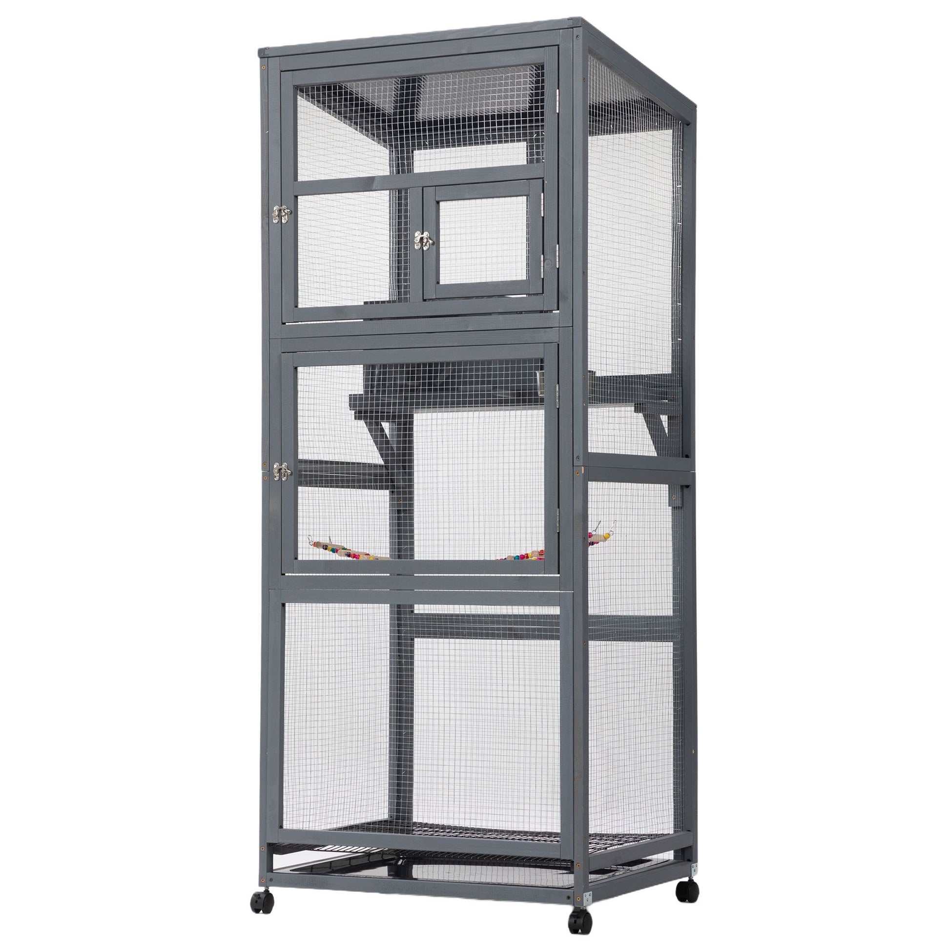 Wood Bird Cage with Universal Wheels