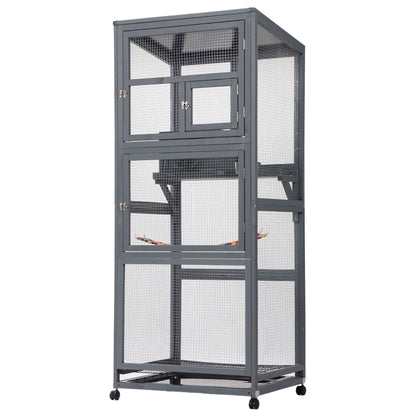Wood Bird Cage with Universal Wheels