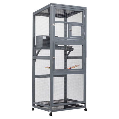 Wood Bird Cage with Universal Wheels