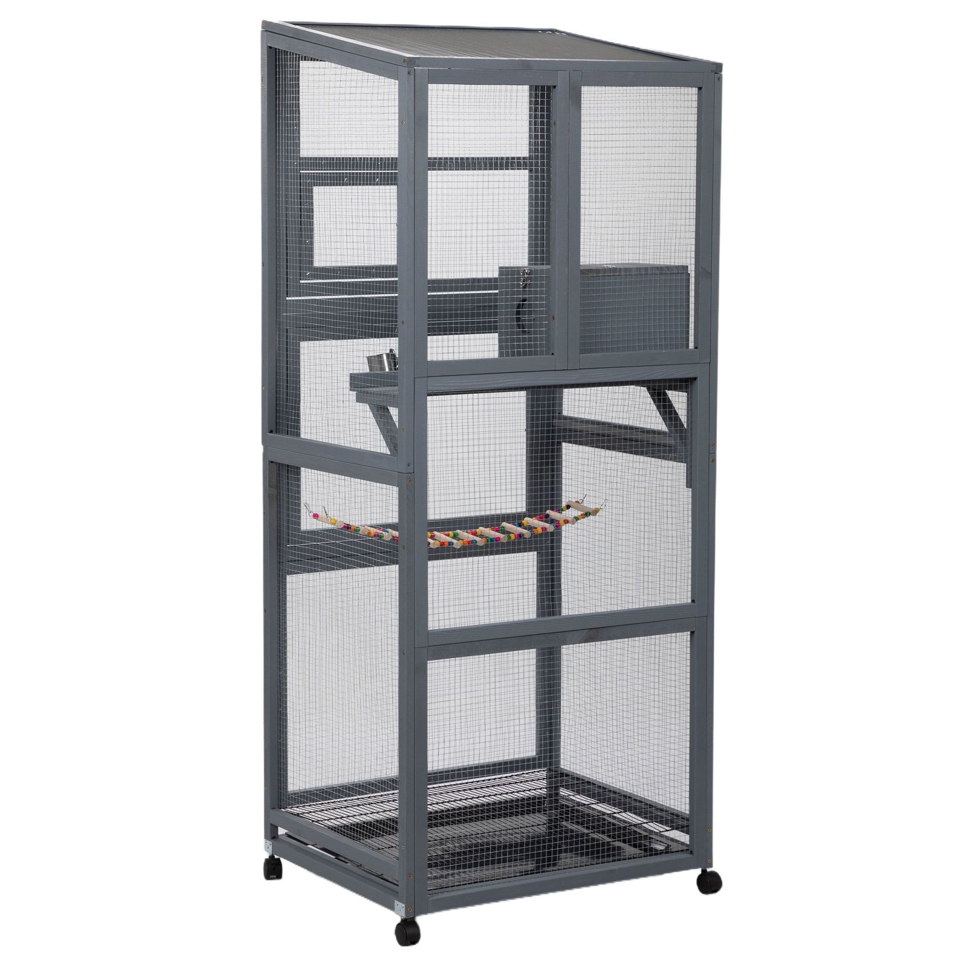 Wood Bird Cage with Universal Wheels