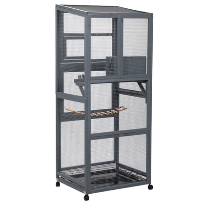 Wood Bird Cage with Universal Wheels