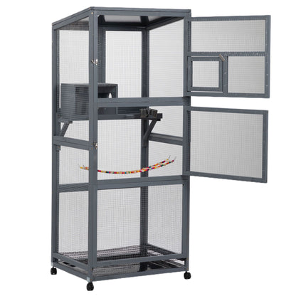 Wood Bird Cage with Universal Wheels
