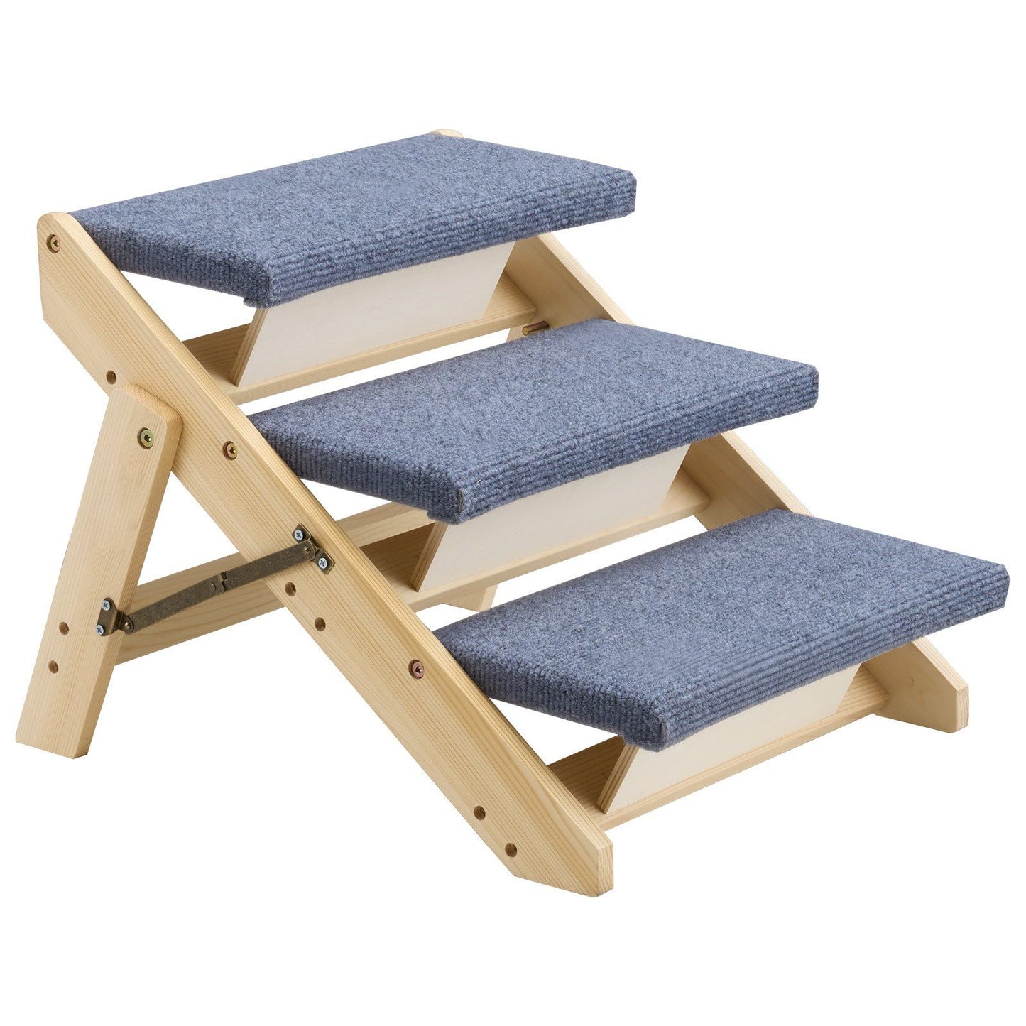 Wood Pet Stairs, 3-Step Dog Stairs for Beds, Sofa & Cars, 150lbs