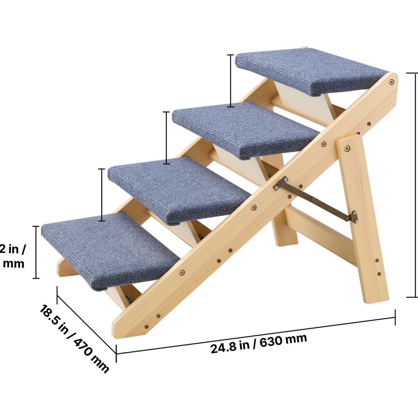 Wood Pet Stairs, 4-Step Dog Stairs for Beds, Sofa & Cars, 150lbs