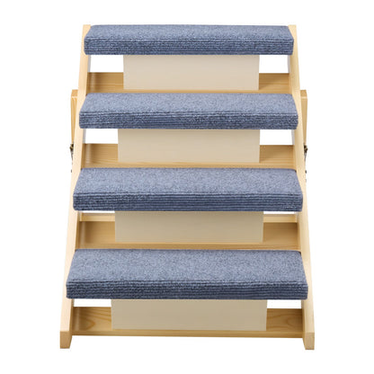 Wood Pet Stairs, 4-Step Dog Stairs for Beds, Sofa & Cars, 150lbs