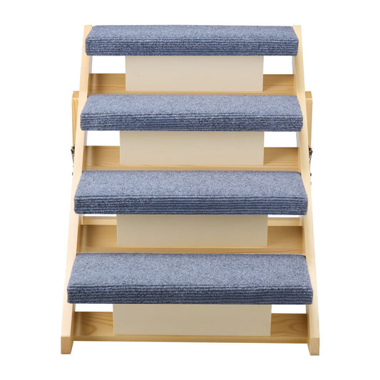 Wood Pet Stairs, 4-Step Dog Stairs for Beds, Sofa & Cars, 150lbs