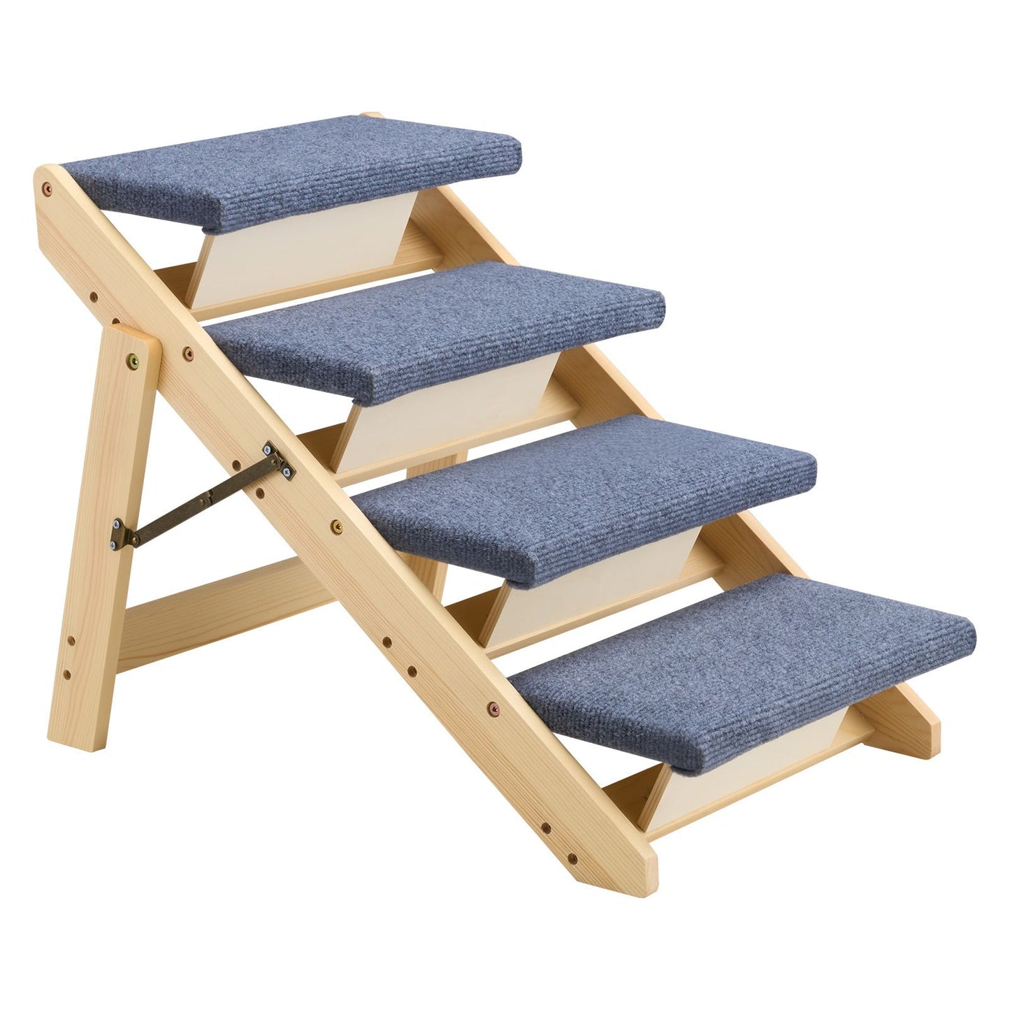 Wood Pet Stairs, 4-Step Dog Stairs for Beds, Sofa & Cars, 150lbs