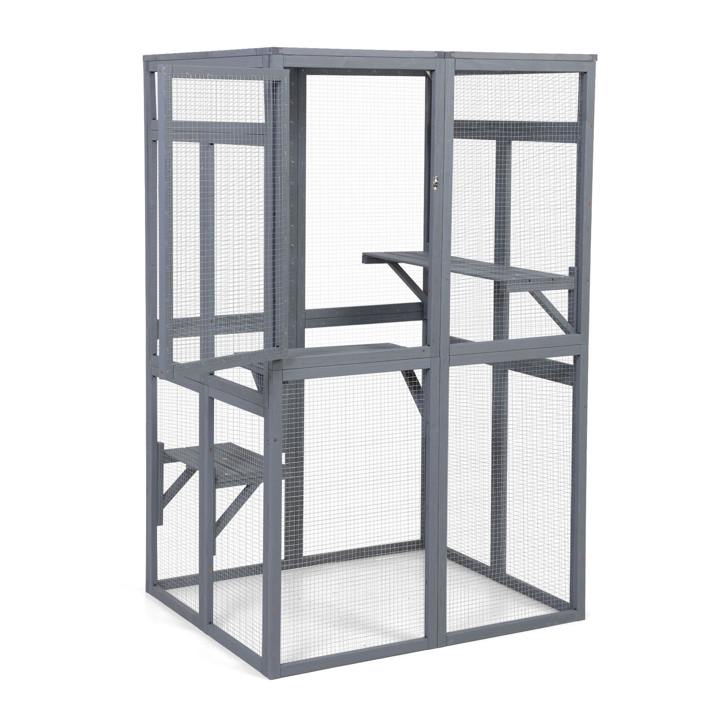 Wooden Cat Catio, Outdoor Cat Enclosure, Cat House with Platforms