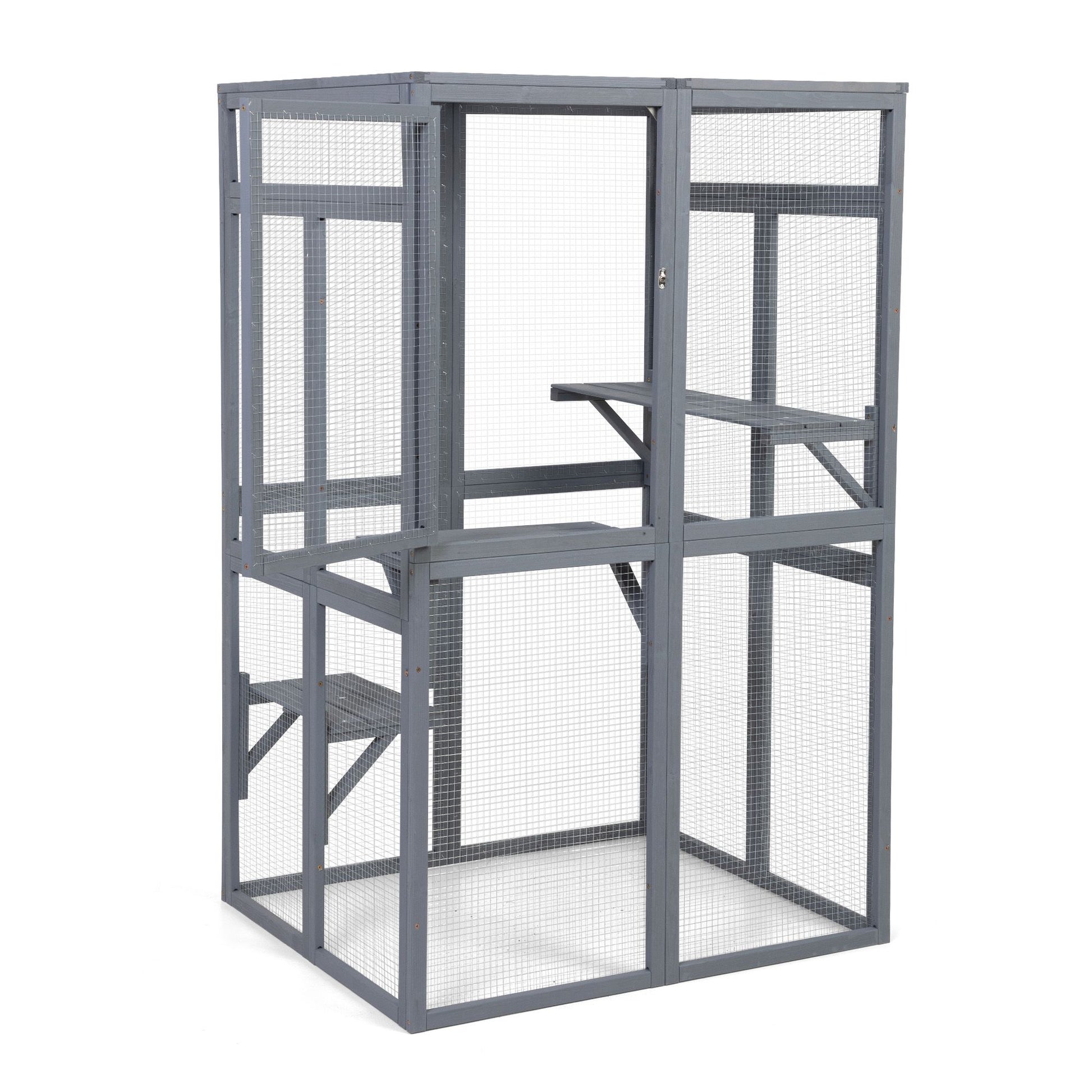 Wooden Cat Catio, Outdoor Cat Enclosure, Cat House with Platforms