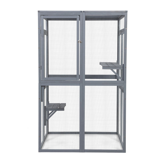 Wooden Cat Catio, Outdoor Cat Enclosure, Cat House with Platforms