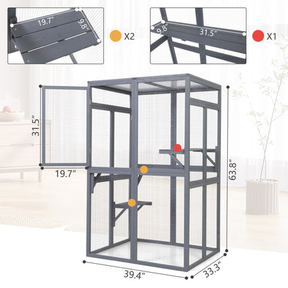 Wooden Cat Catio, Outdoor Cat Enclosure, Cat House with Platforms